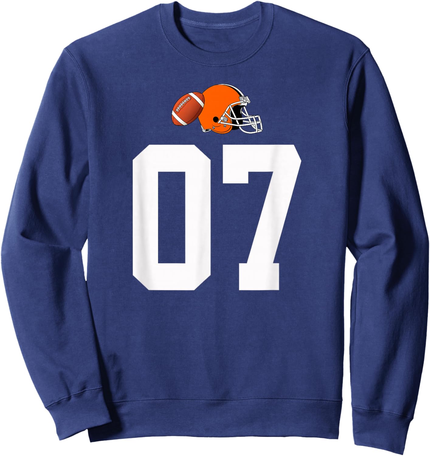 American Football Helmet Style Vintage Number 07 Sweatshirt - Sweatshirt | Navy