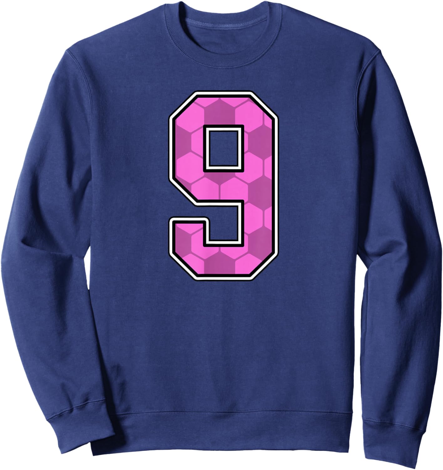 Pink Soccer Pattern Number 9 Jersey Player Uniform #9 Sweatshirt - Sweatshirt | Navy