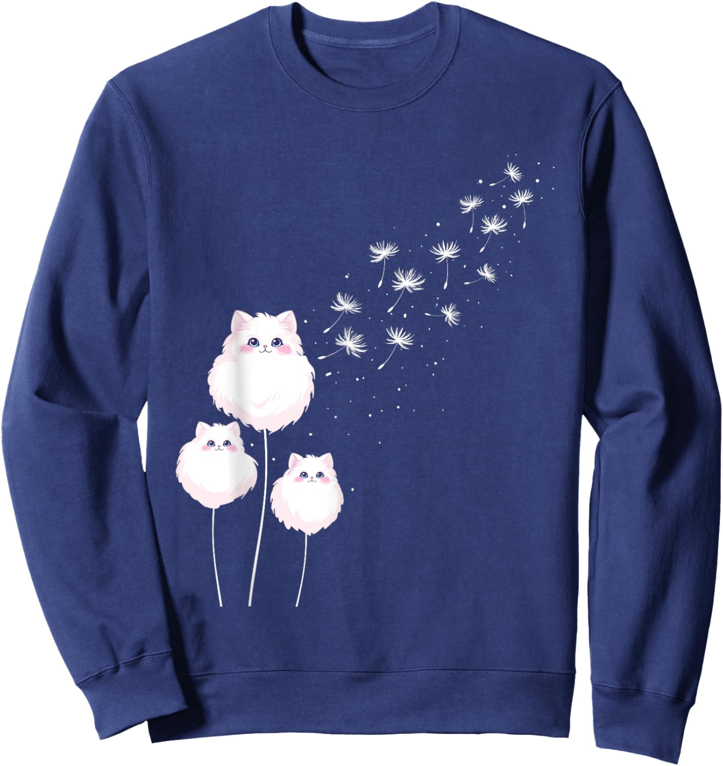 Cute Cat Dandelions - Cat Lover Kitten Owner Kitty Men Women Girls Kids Sweatshirt - Sweatshirt | Navy