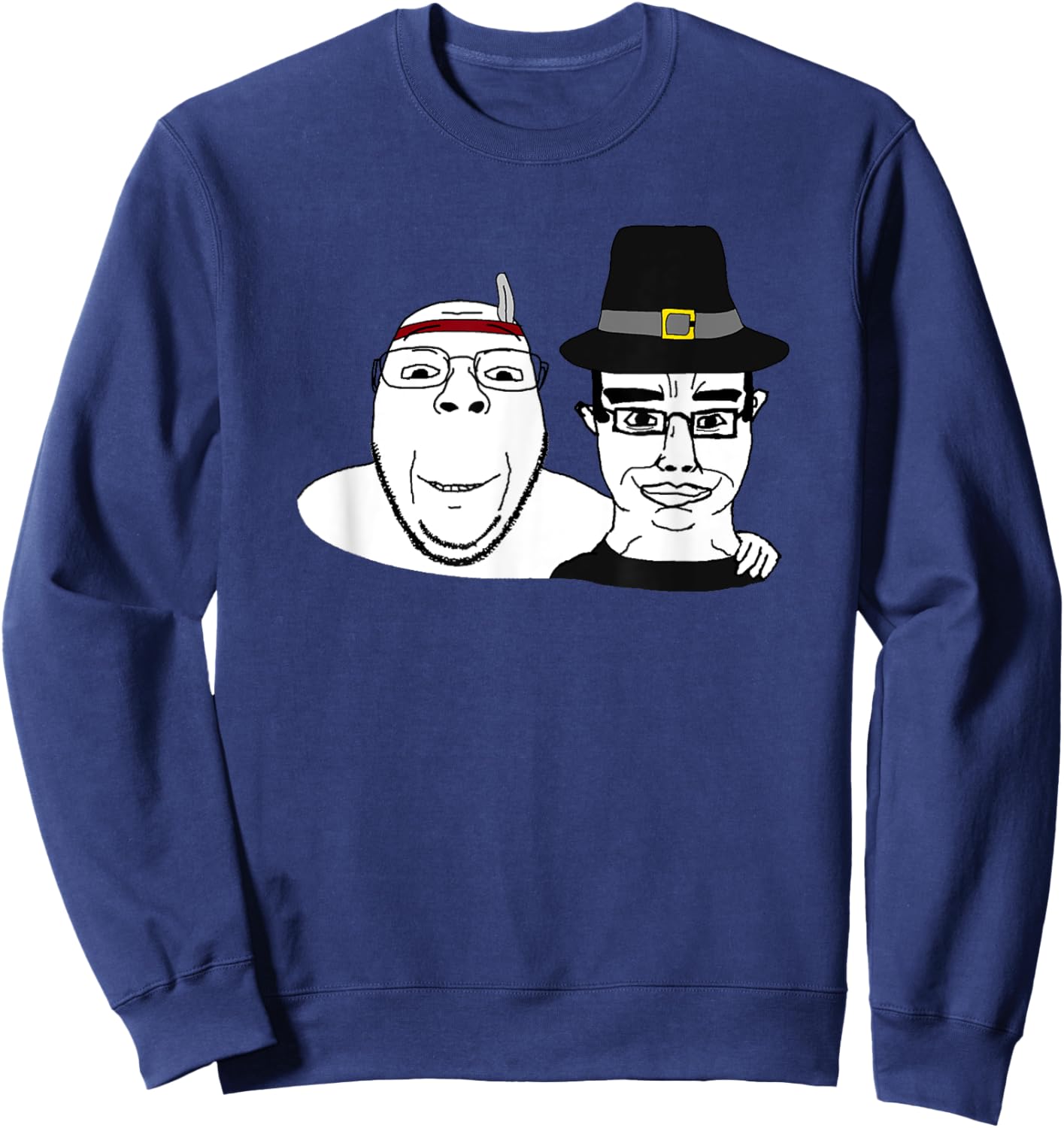 Soyjak Wojak Soyboy Thanksgiving Pilgrim Native America Chud Sweatshirt - Sweatshirt | Navy