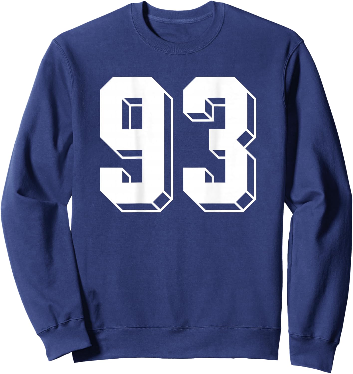 Number 93 BACKSIDE - Retro 80s 90s Team Jersey Numbered Sweatshirt - Sweatshirt | Navy
