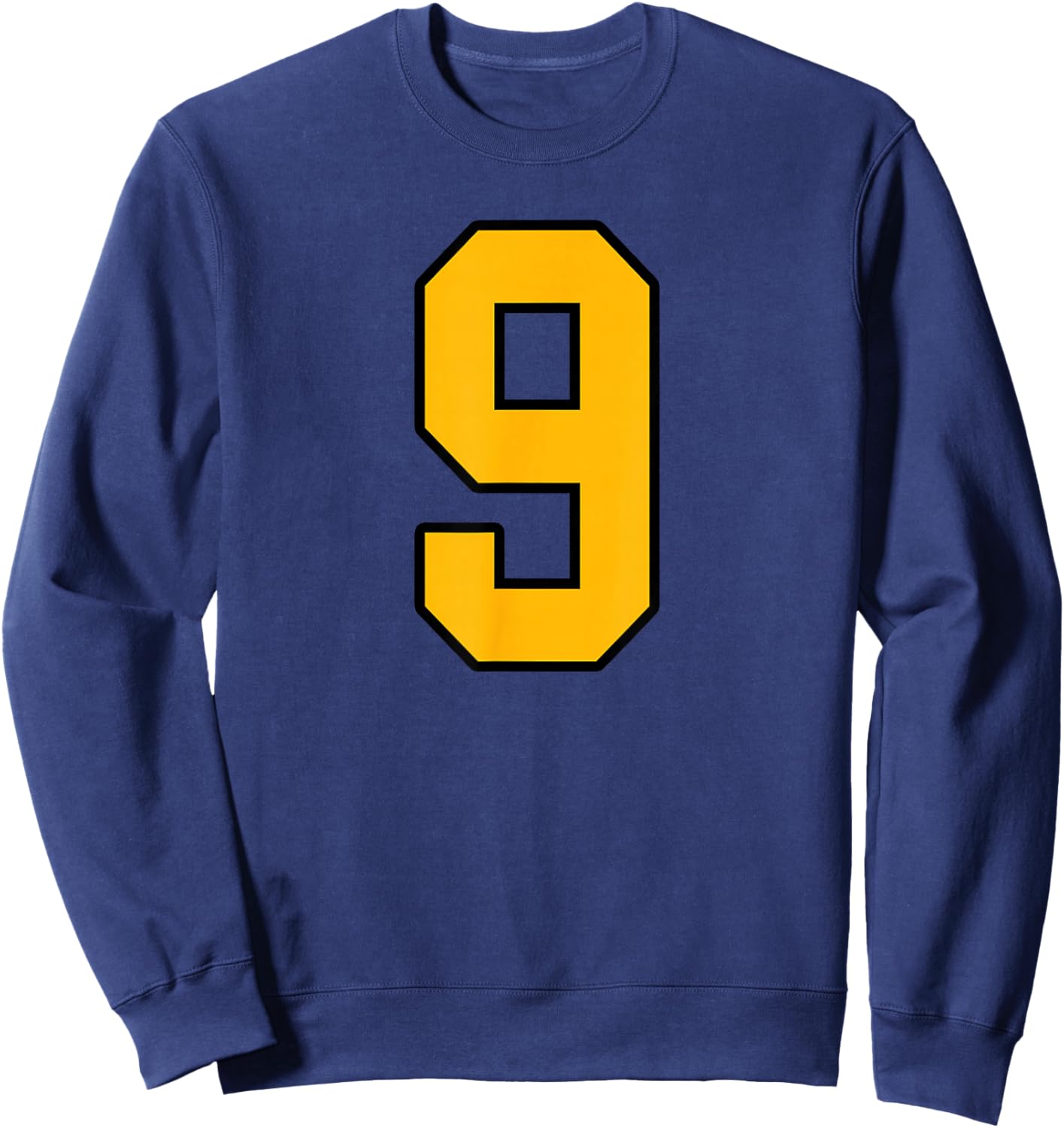 Gold and Black Sports Number 9 Jersey Uniform Player Sweatshirt - Sweatshirt | Navy