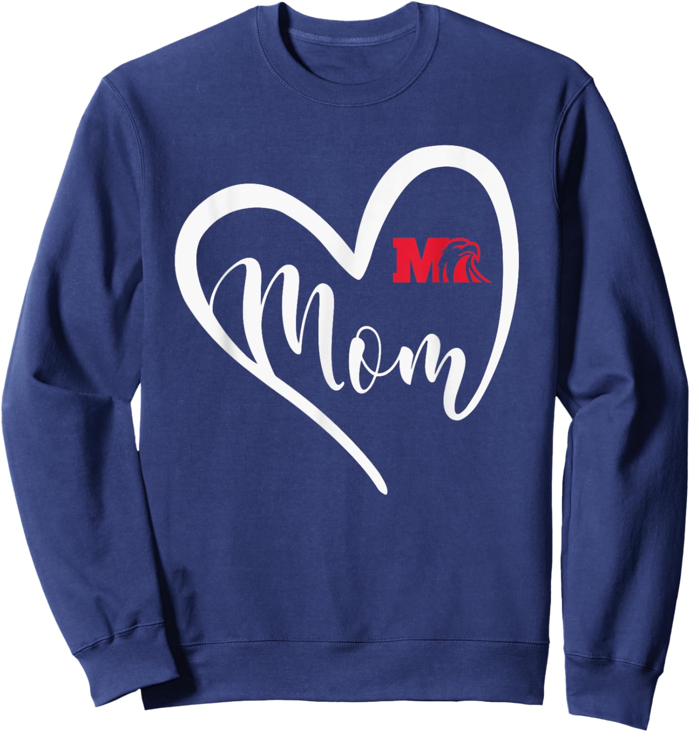 Milford Eagles Logo Heart Mom HS Sweatshirt - Sweatshirt | Navy