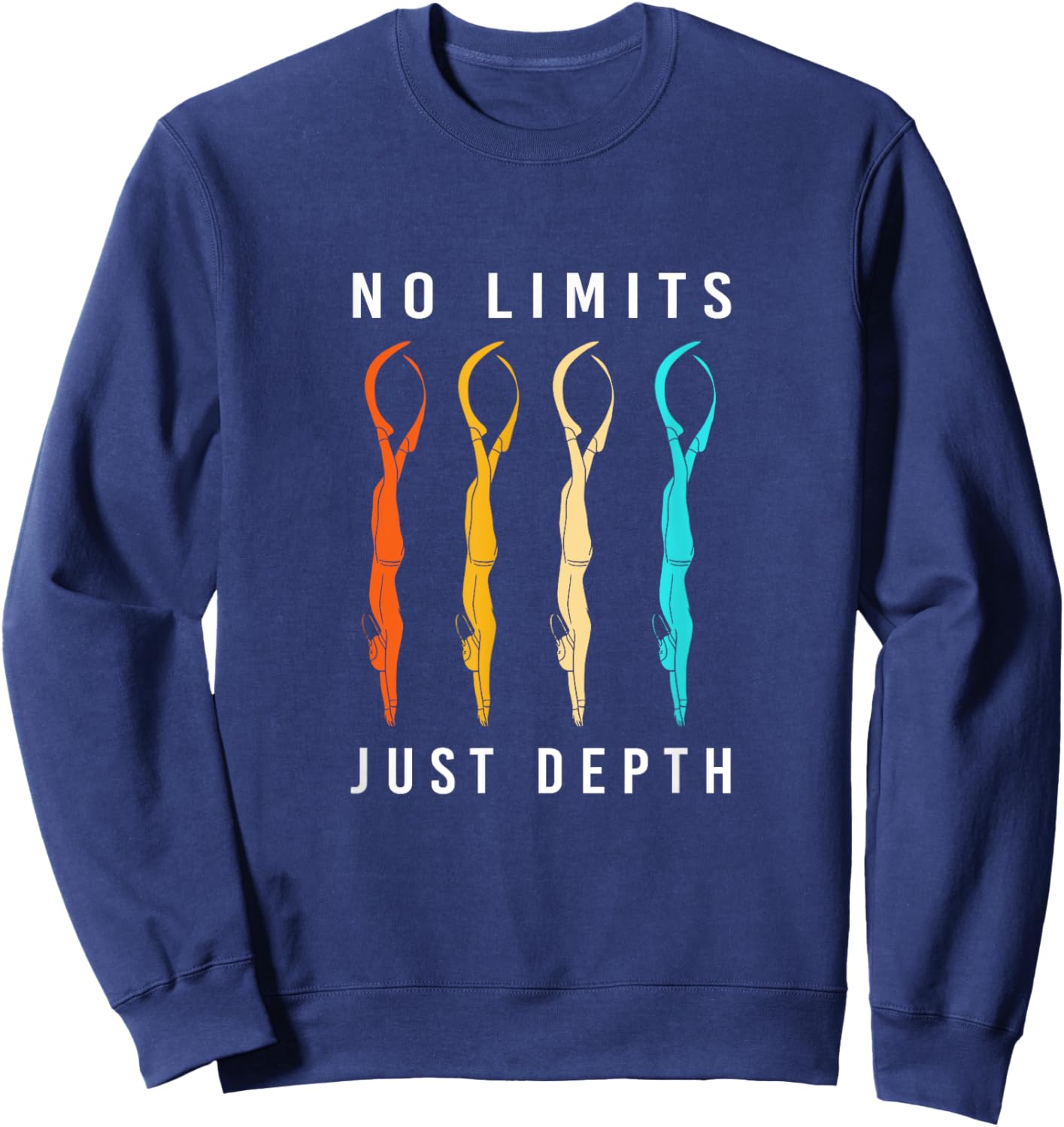 No Limits Just Depth Free Diving Retro Freedive Sweatshirt - Sweatshirt | Navy