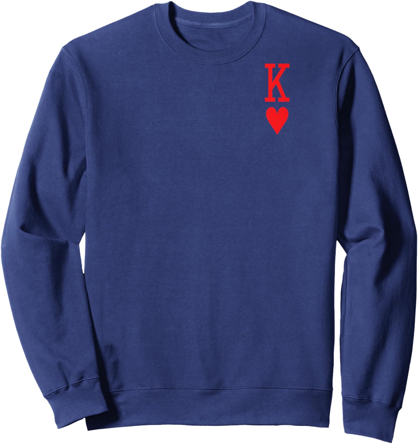 King of Hearts and Queen of Hearts Couples Matching Pajama Raglan Baseball Sweatshirt - Sweatshirt | Navy