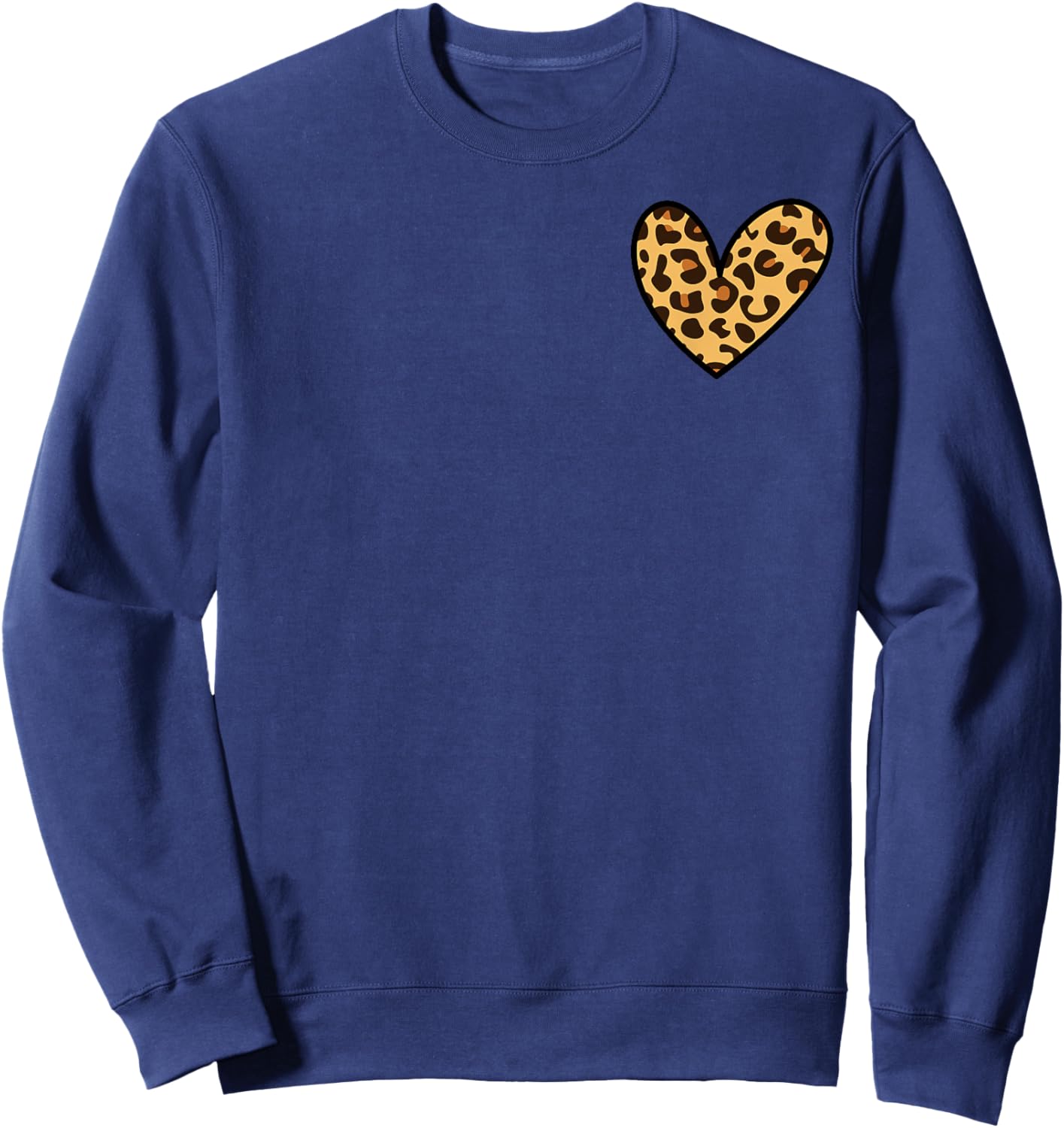 Leopard Cheetah Print Pocket Graphic Heart Cute Girls Sweatshirt - Sweatshirt | Navy