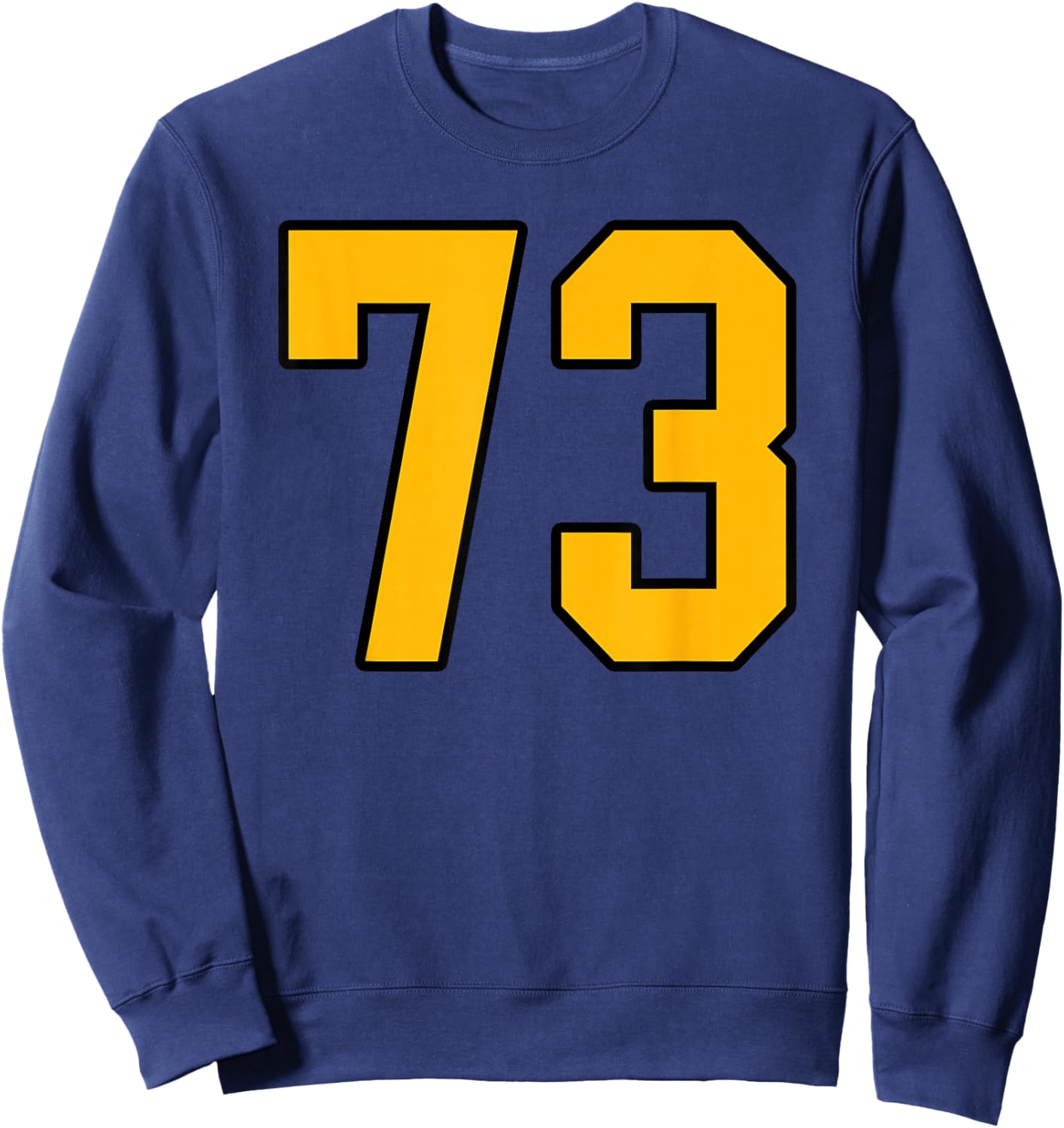 Gold and Black Sports Number 73 Jersey Uniform Player Sweatshirt - Sweatshirt | Navy