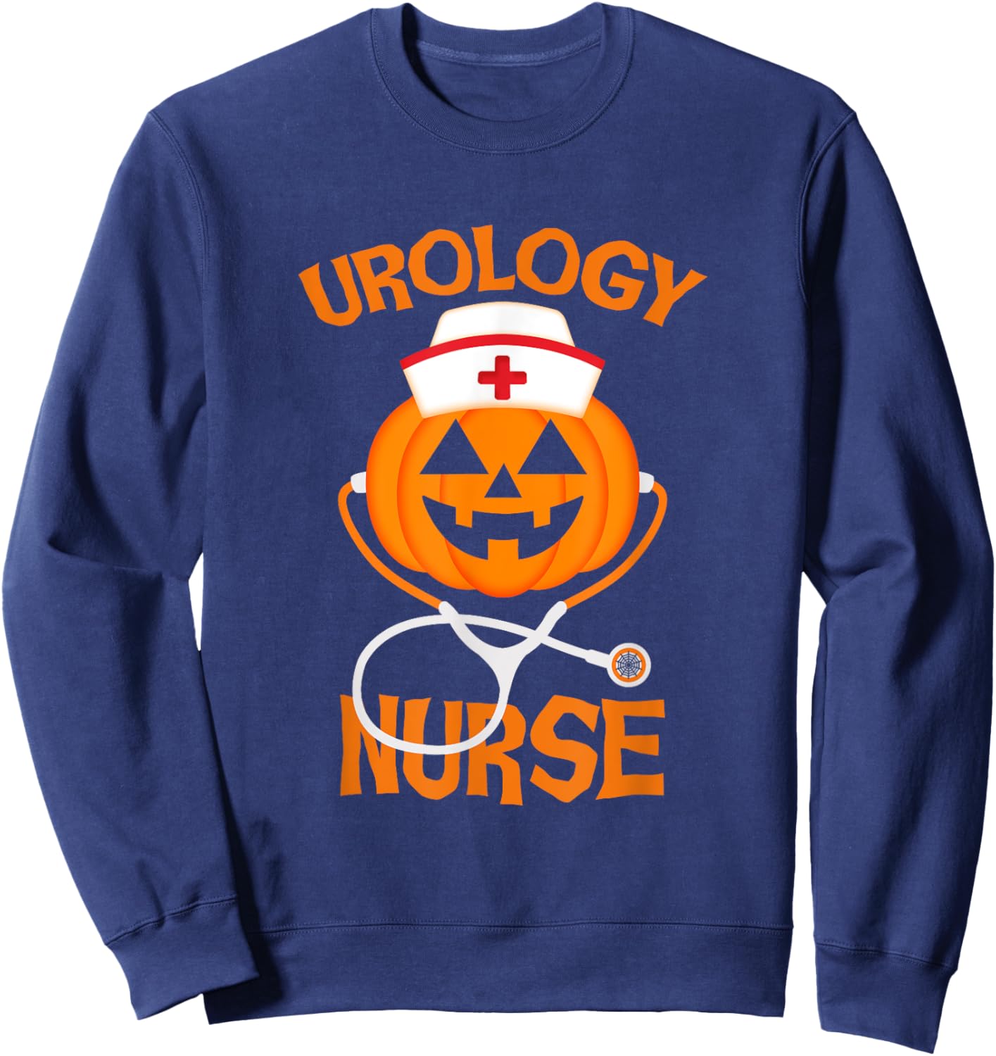 Stethoscope Pumpkin Urology Nurse Halloween Women Sweatshirt - Sweatshirt | Navy