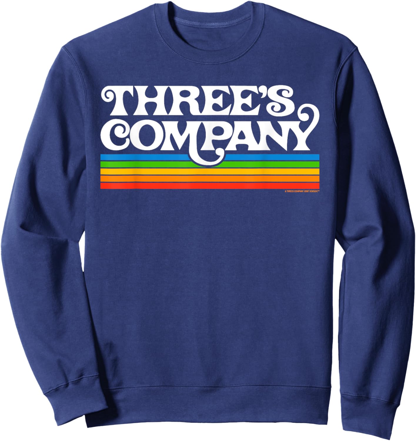 Three's Company Logo Retro Chromatic 80's Rainbow Sweatshirt - Sweatshirt | Navy