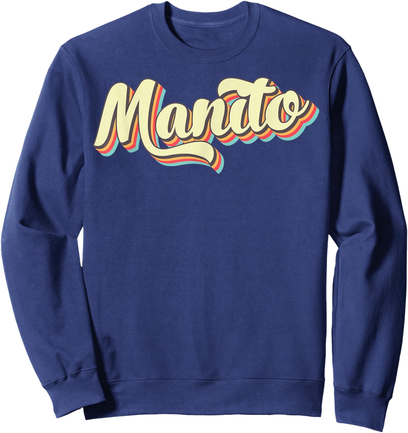 Manito Retro Art Baseball Font Vintage Sweatshirt - Sweatshirt | Navy