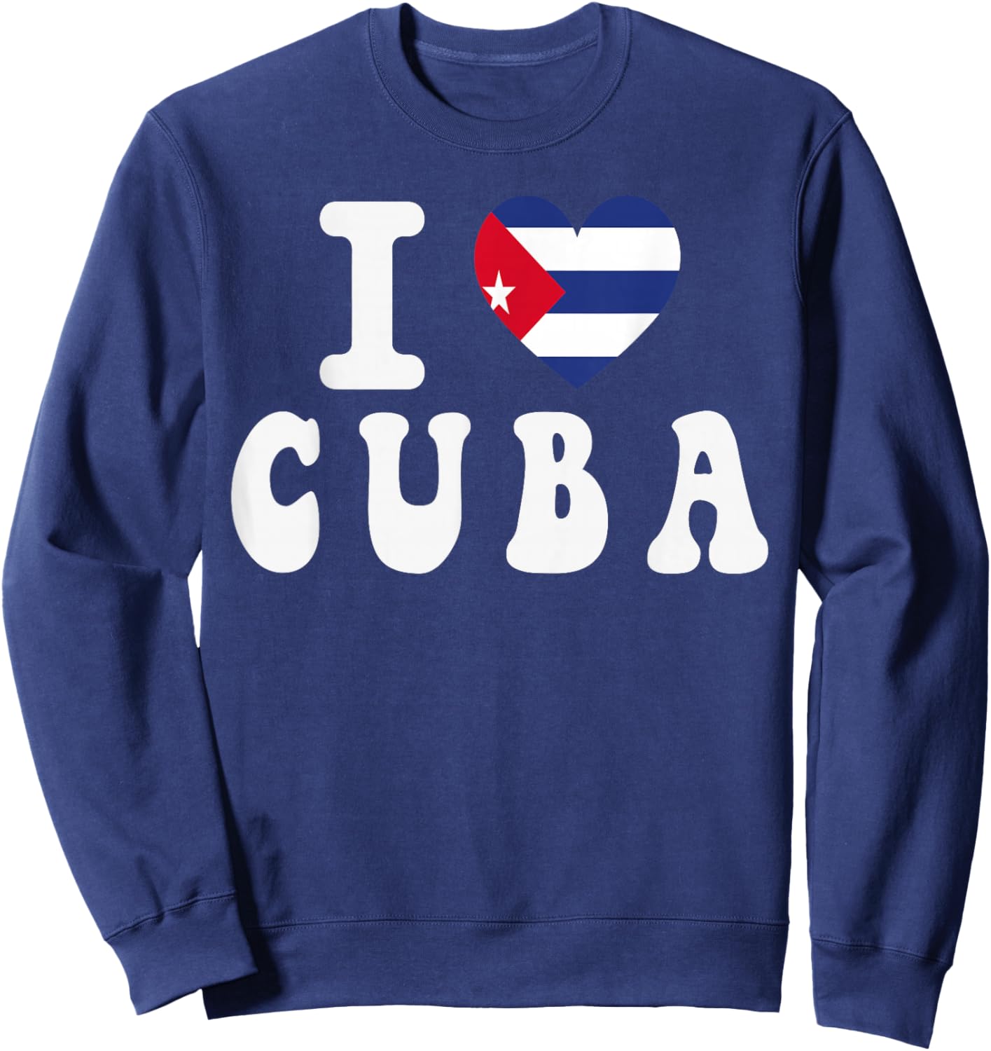 I Love Cuba Heart Flag Retro Travel Souvenir Sweatshirt - Sweatshirt | Navy