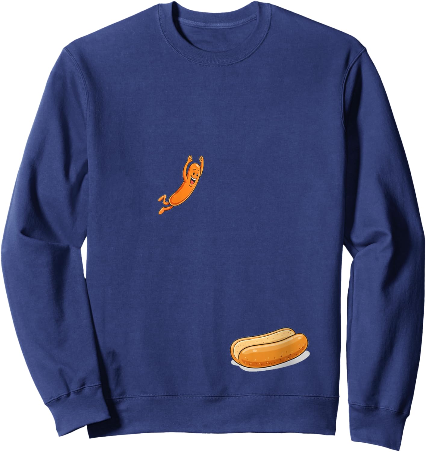 Women's Funny Hotdog High Dive V-Neck Sweatshirt - Sweatshirt | Navy