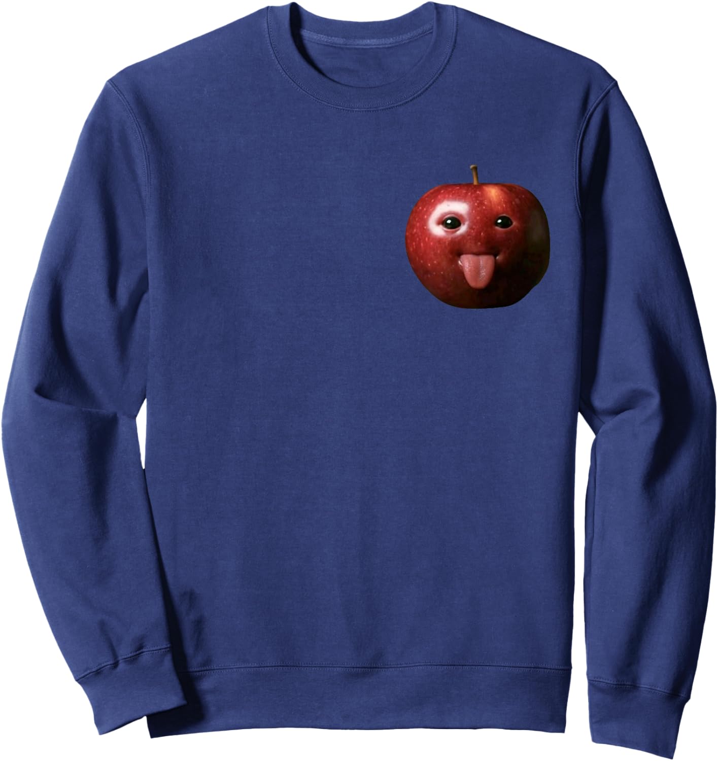 Funny Silly Ai Apple gen z Meme BrainRot Humor Tongue Out Sweatshirt - Sweatshirt | Navy