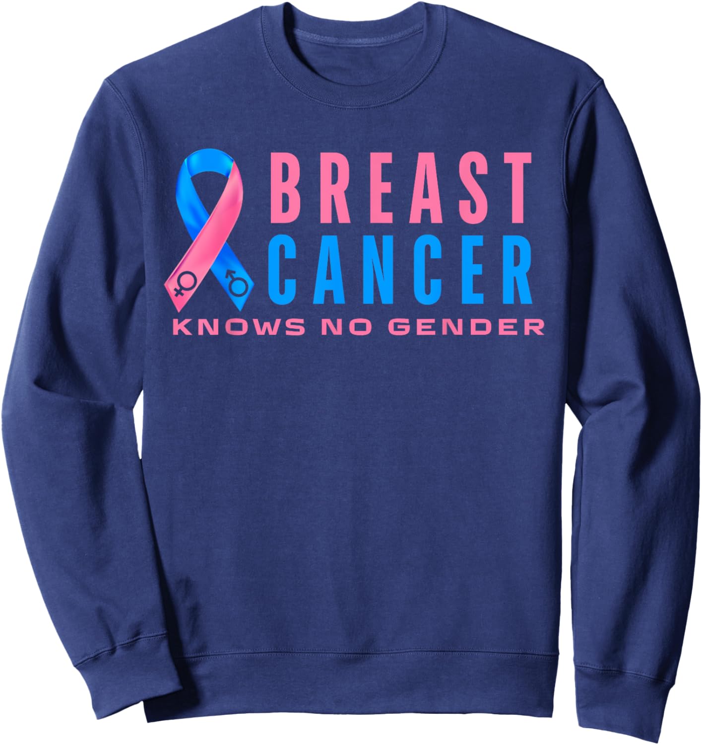 Breast Cancer Men Awareness Pink Blue Male Breast Cancer Sweatshirt - Sweatshirt | Navy