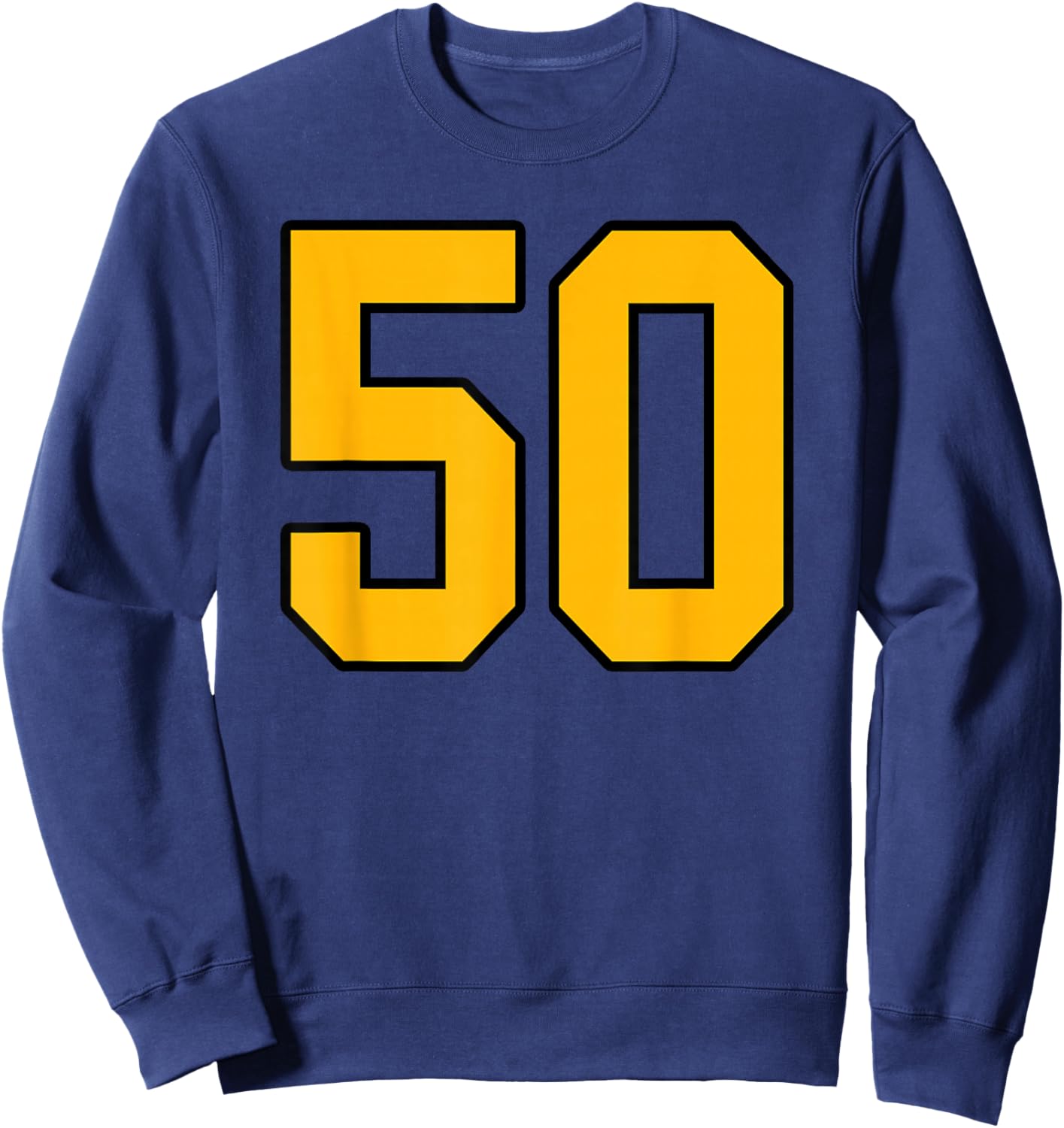 Gold and Black Sports Number 50 Jersey Uniform Player Sweatshirt - Sweatshirt | Navy