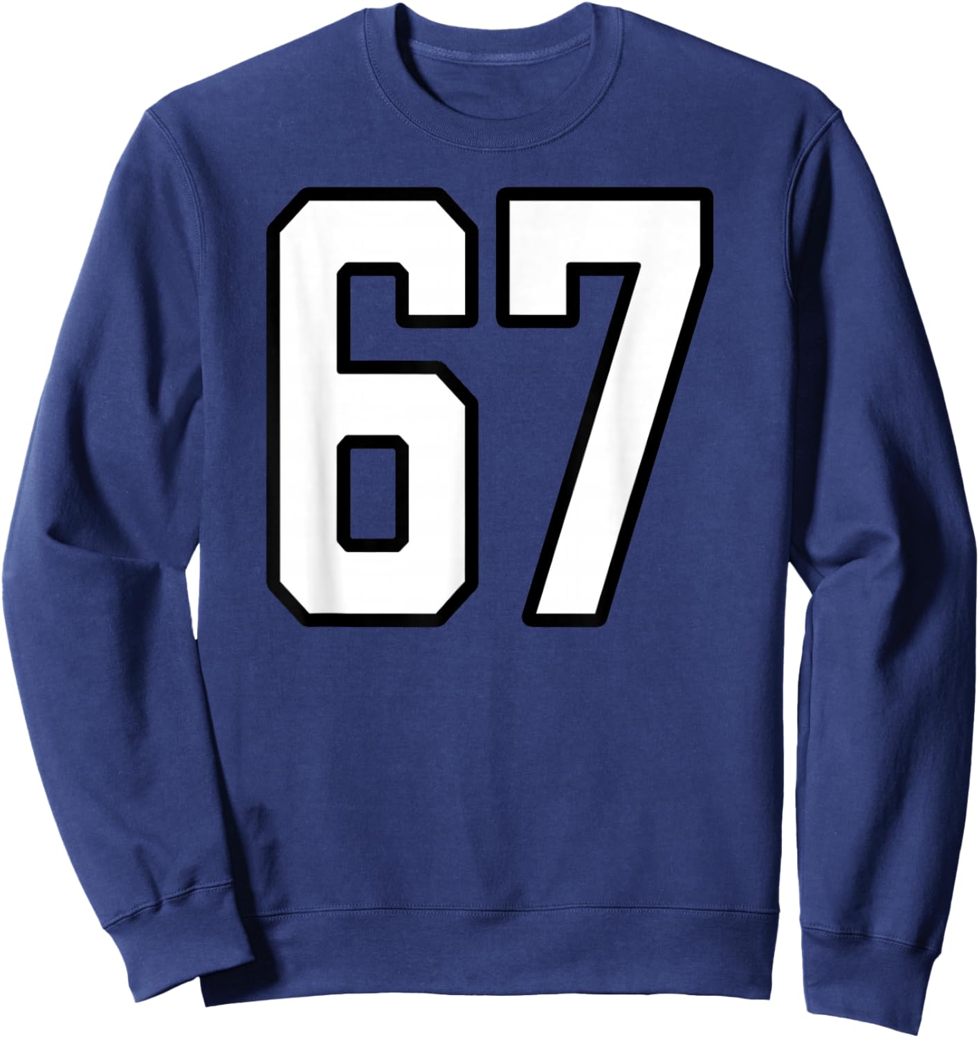 White and Black Sports Number 67 Jersey Uniform Player Sweatshirt - Sweatshirt | Navy