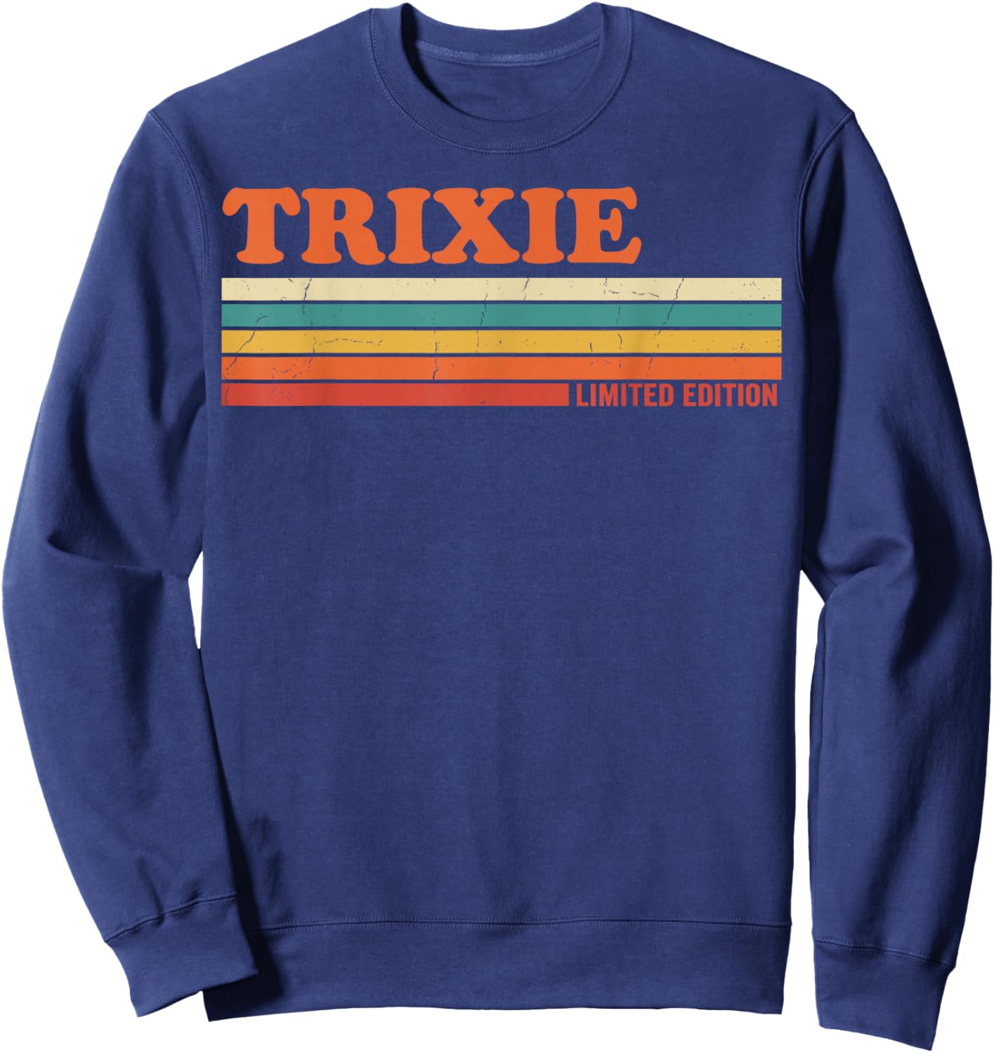 Trixie Retro Personalized First Name Vintage Stripes Sweatshirt - Sweatshirt | Navy
