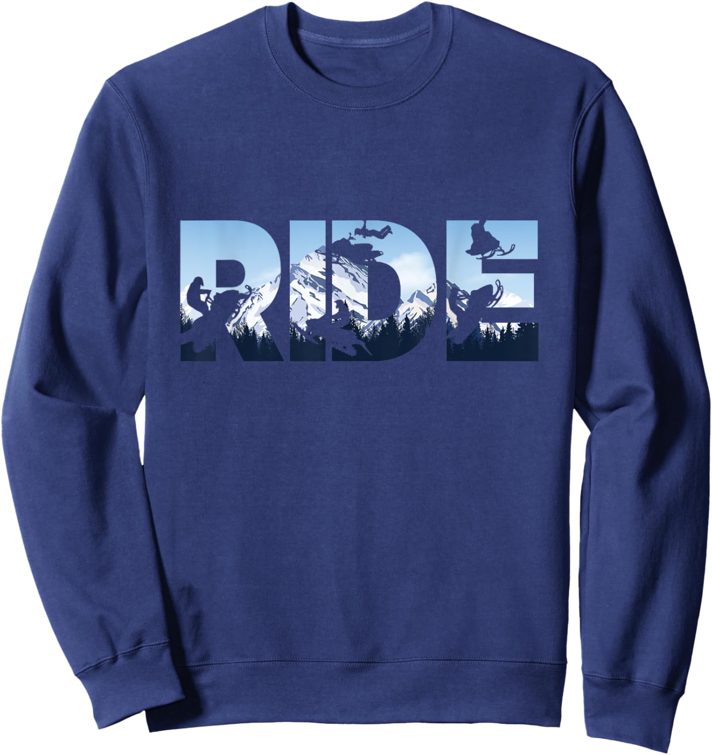 Snowmobile Ride Shirt Snow Mountain Motor Sled Winter Sport Sweatshirt - Sweatshirt | Navy