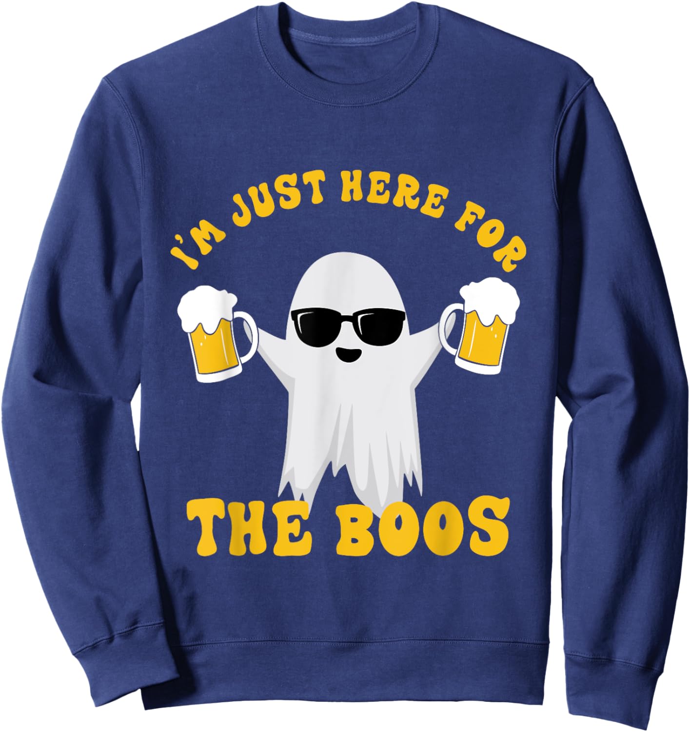 I’m Just Here For The Boos Funny Ghost Halloween Men Women Sweatshirt - Sweatshirt | Navy