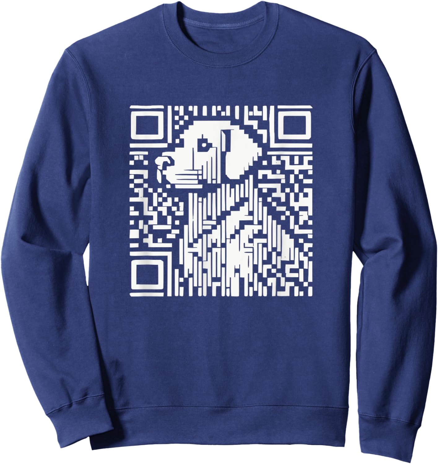 Pixelated QR Dog Code Sweatshirt - Sweatshirt | Navy