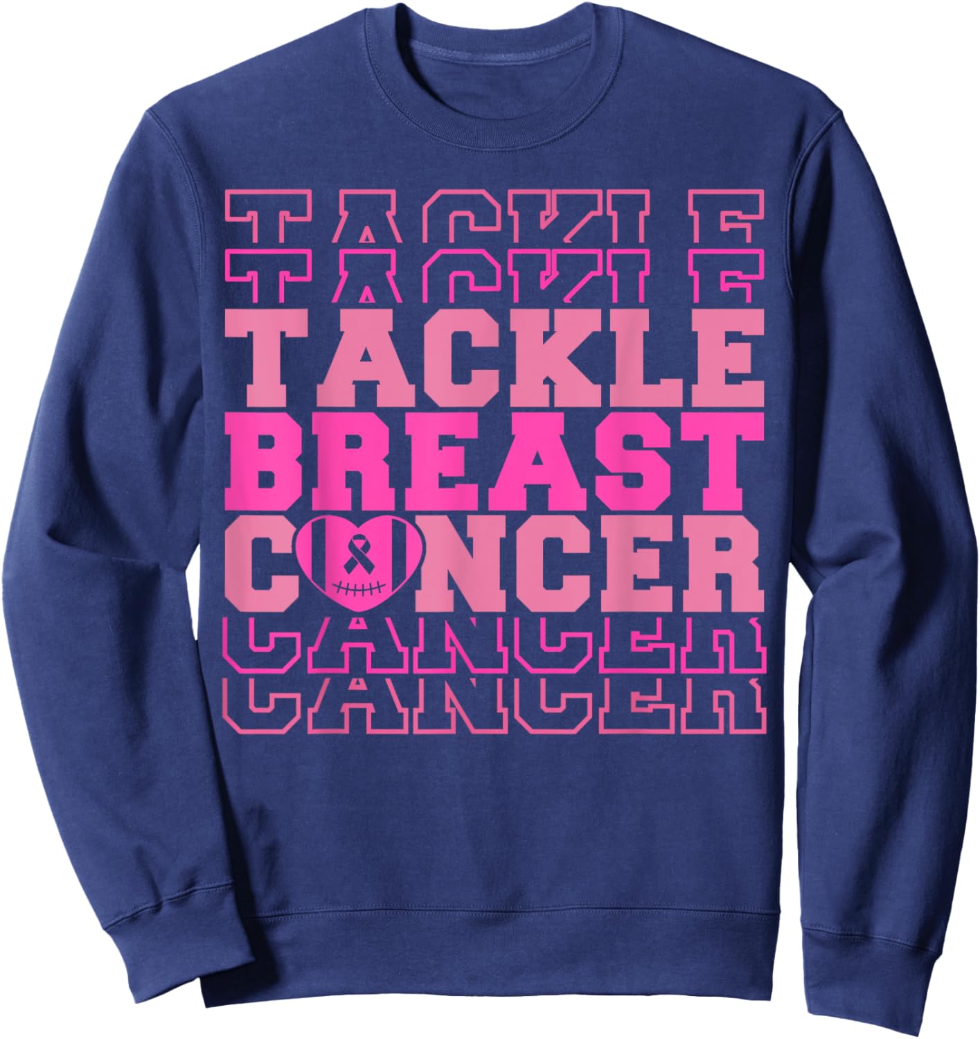 Tackle Football Breast Cancer Awareness Ribbon Boy Kids Sweatshirt - Sweatshirt | Navy