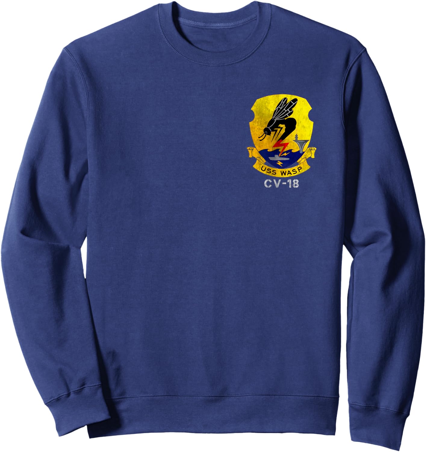 USS Wasp CV-18 Logo Aircraft Carrier Sailor Veteran Papa Sweatshirt - Sweatshirt | Navy