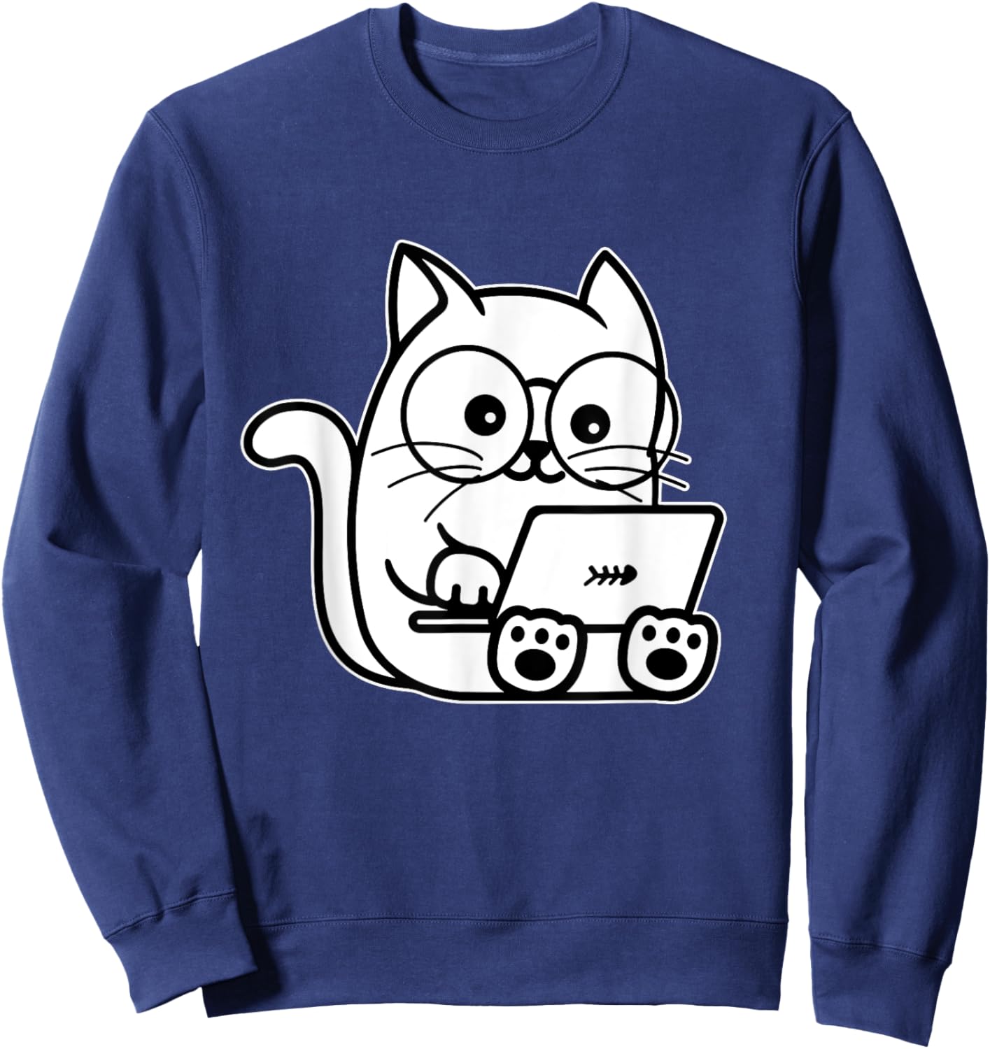 Nerd Cat - Cat Lover Kitten Owner Kitty Men Women Girls Kids Sweatshirt - Sweatshirt | Navy