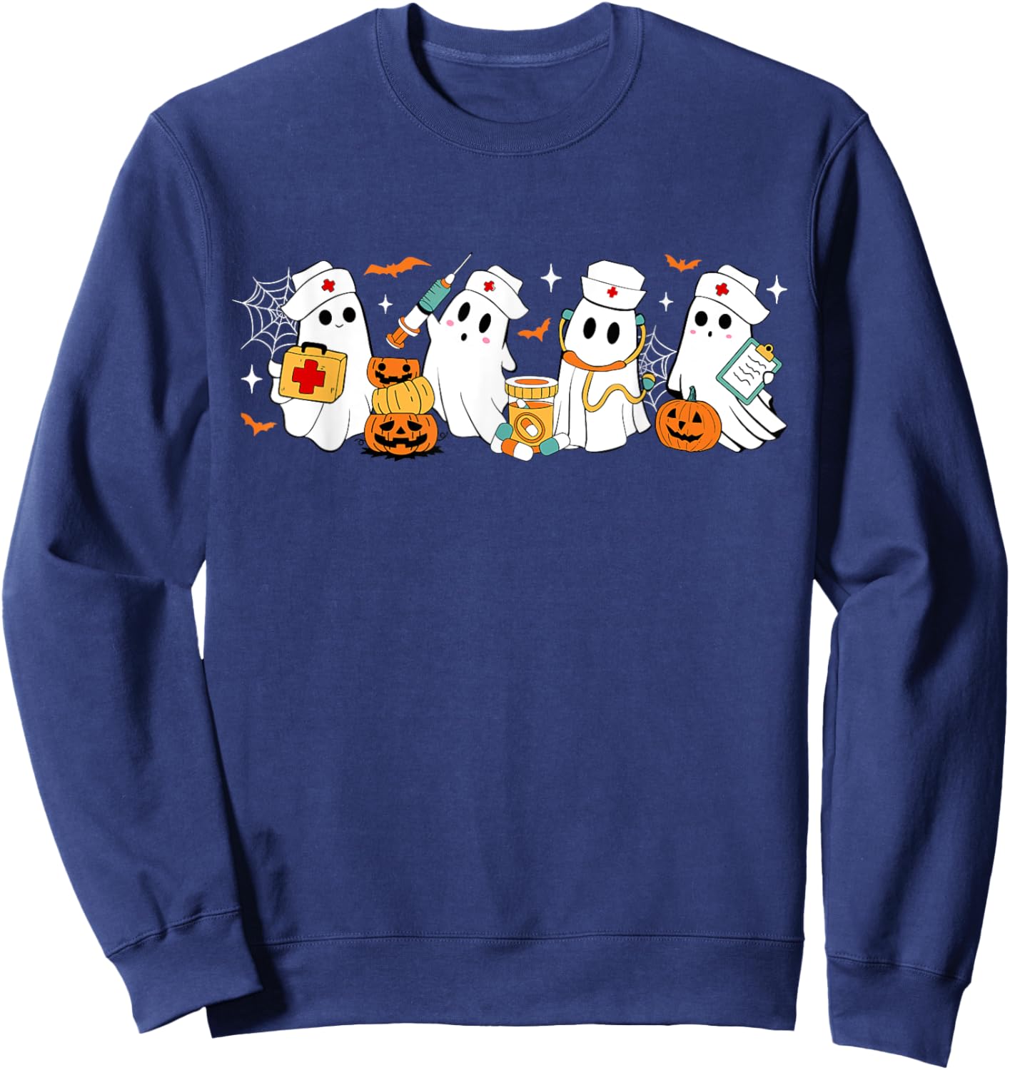 Retro Boo Boo Crew Nurse Funny Ghost Women Halloween Nurse Sweatshirt - Sweatshirt | Navy