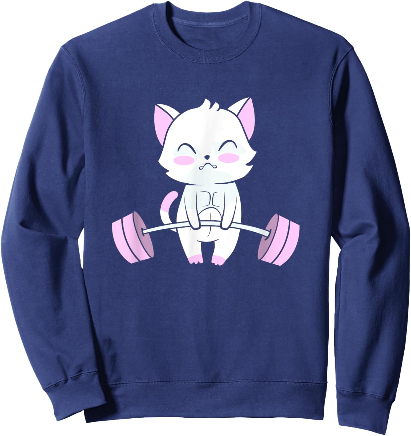 Deadlift Gym Lover Cute Cat Powerlifting Women Kids Sweatshirt - Sweatshirt | Navy