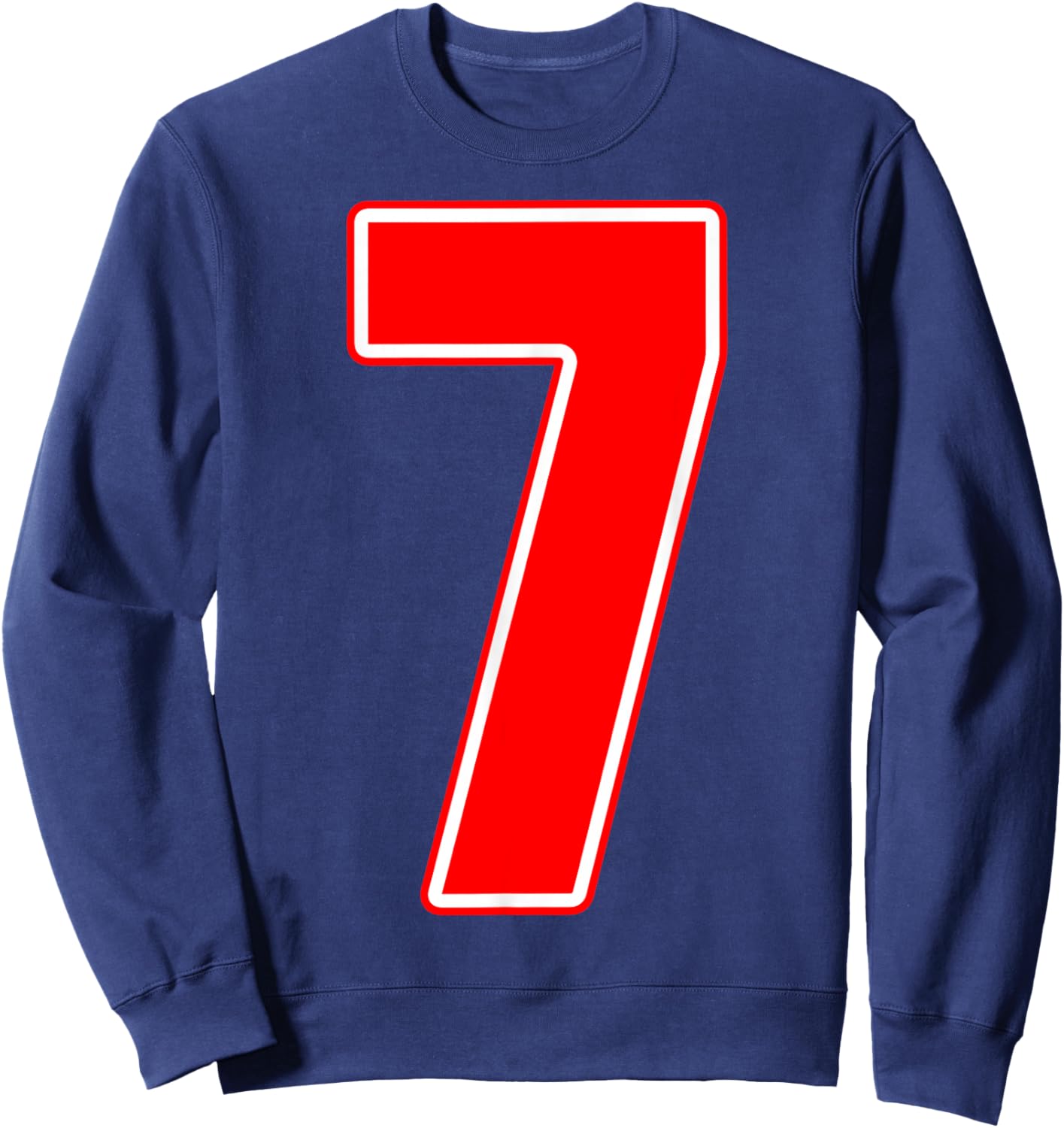 Red Sports Team Number #7 Sweatshirt - Sweatshirt | Navy