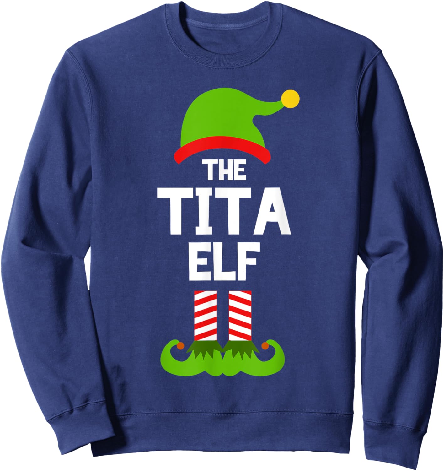 Family Tita Elf Christmas Matching Pajama Funny Sweatshirt - Sweatshirt | Navy