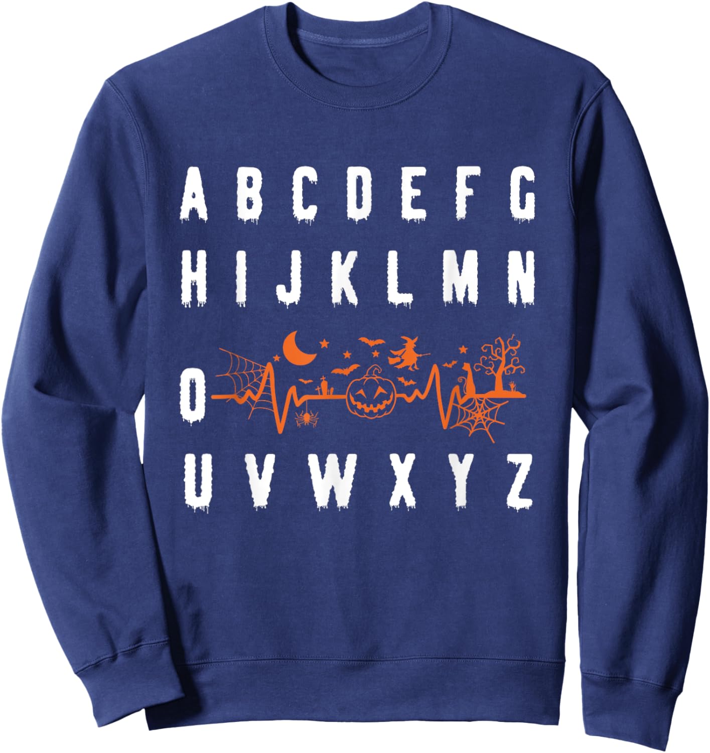 PQRST Alphabet Heartbeat Halloween nurse Sweatshirt - Sweatshirt | Navy