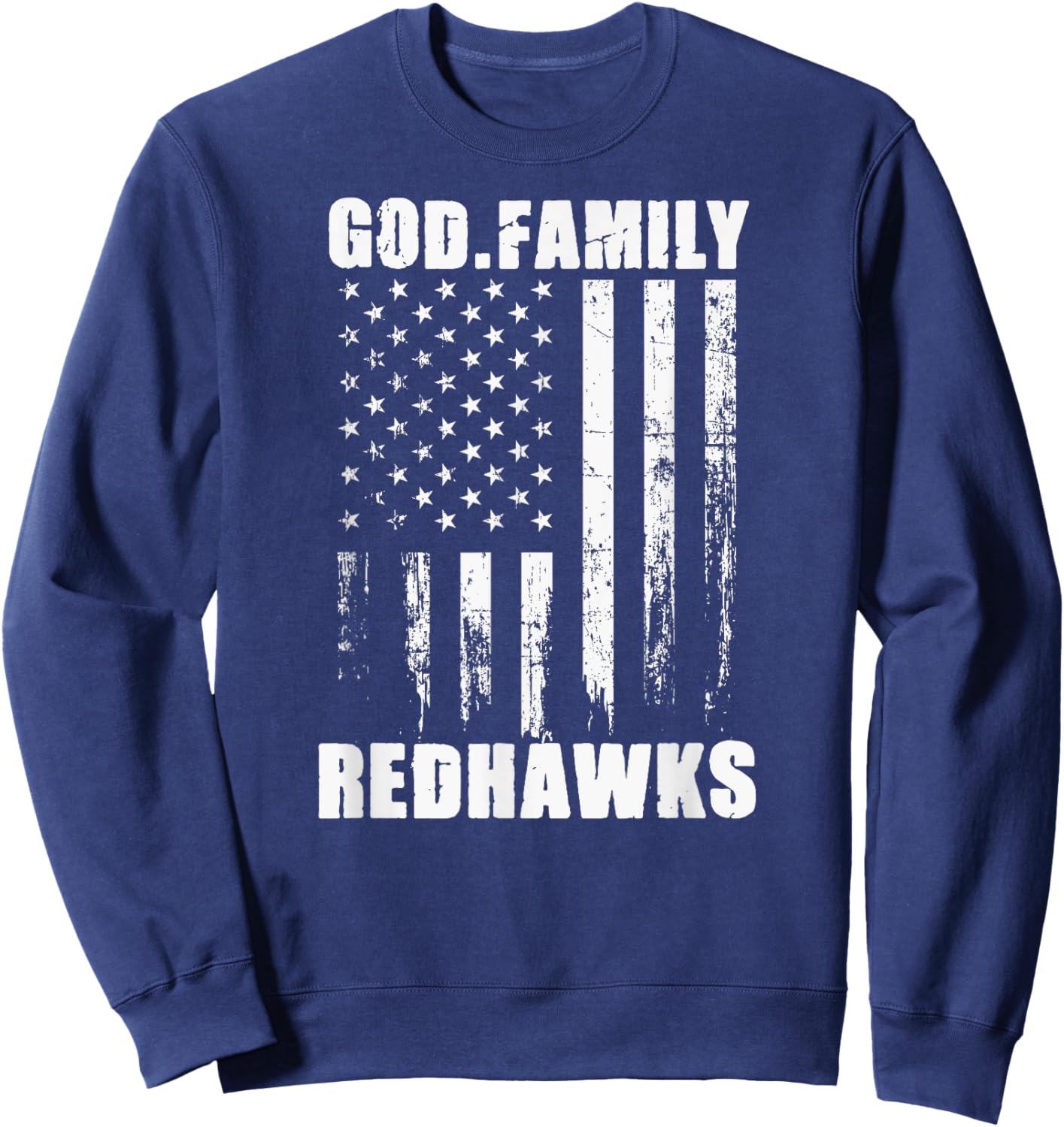 Central Square Redhawks God. Family. Vintage USA Flag Sweatshirt - Sweatshirt | Navy