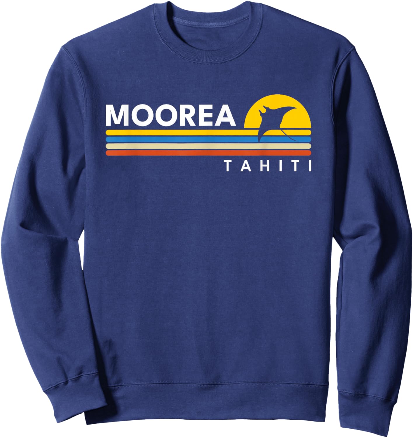 Moorea Tahiti Manta Ray Vintage Retro Souvenirs Sweatshirt - Sweatshirt | Navy
