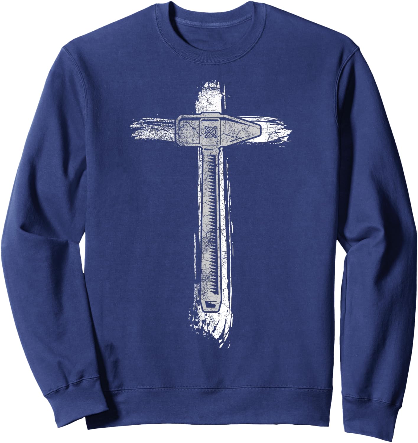 Blacksmith Hammer Cross | Christian Blacksmithing Sweatshirt - Sweatshirt | Navy