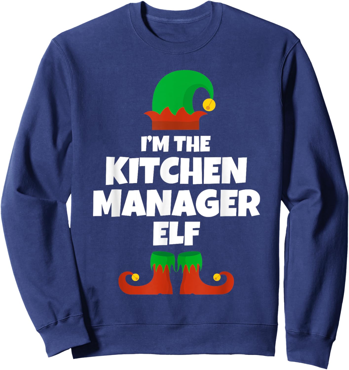 I'm The Kitchen Manager Elf Family Pajama Christmas Funny Sweatshirt - Sweatshirt | Navy