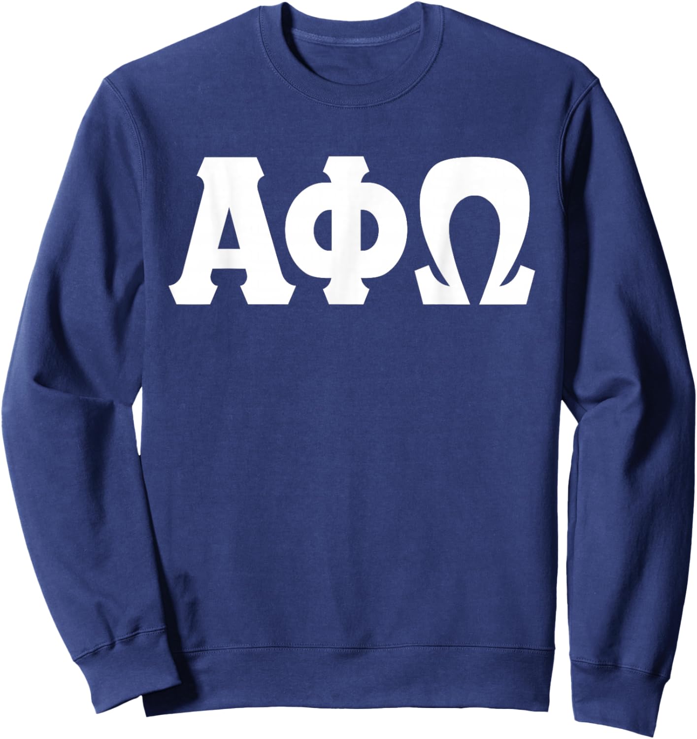 Licensed Alpha Phi Omega Classic Full Letter White Sweatshirt - Sweatshirt | Navy