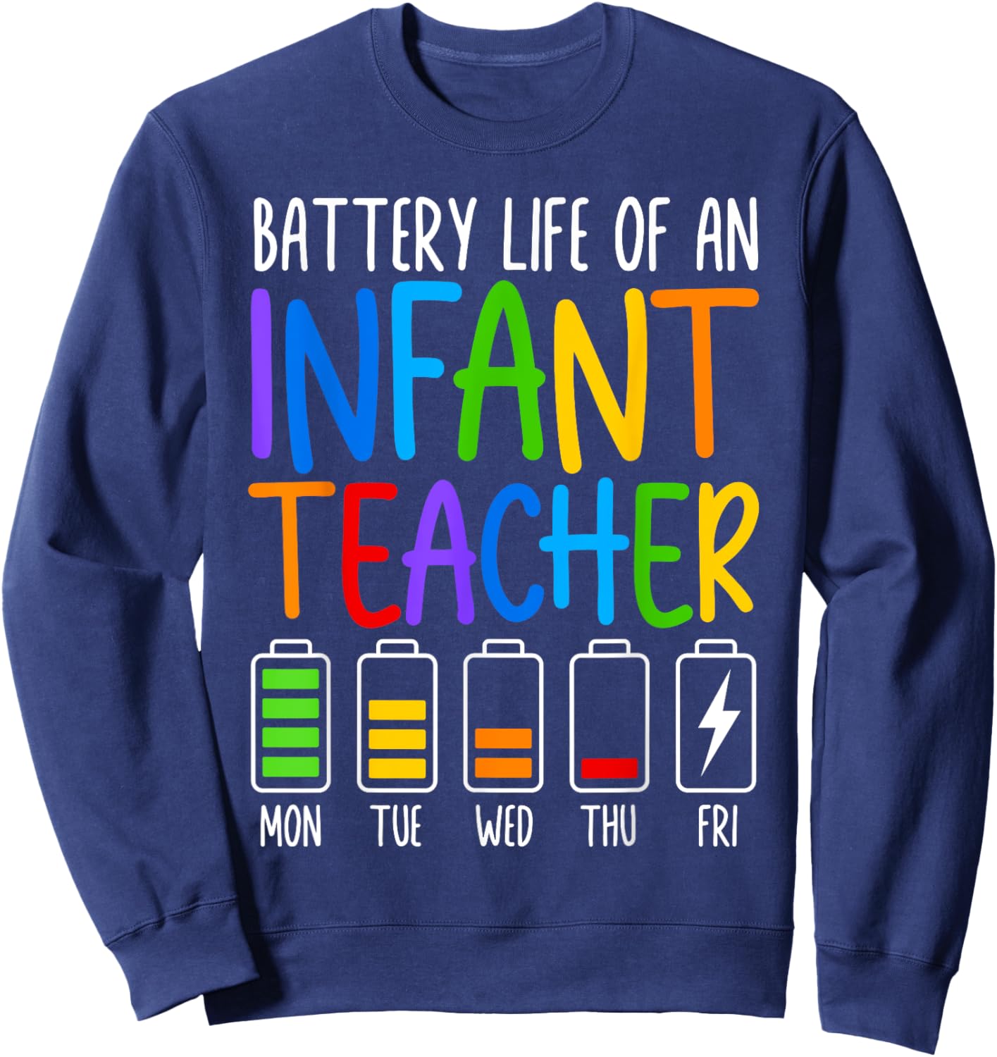Battery Life Of A Infant Teacher Funny School Appreciation Women Sweatshirt - Sweatshirt | Navy