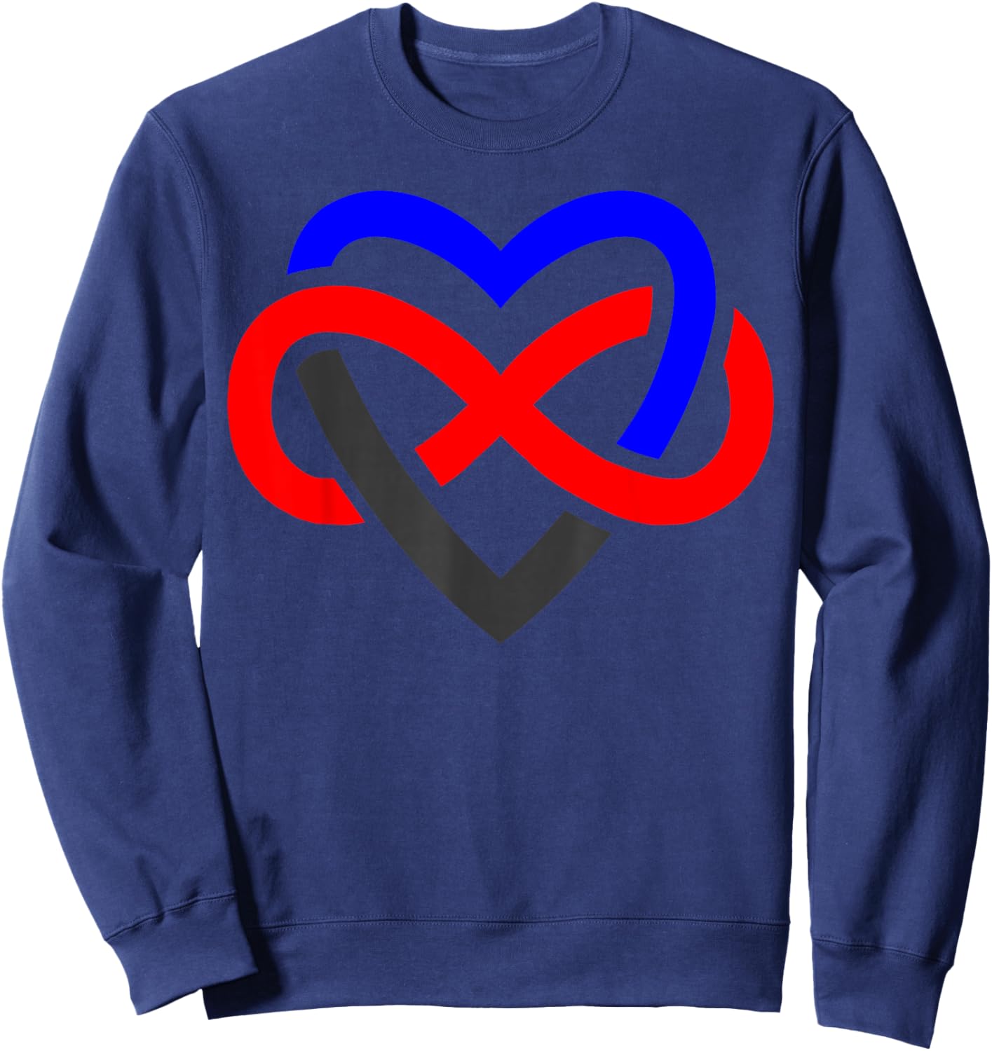 Infinity Heart Polyamory Symbol in Pride Colors Sweatshirt - Sweatshirt | Navy