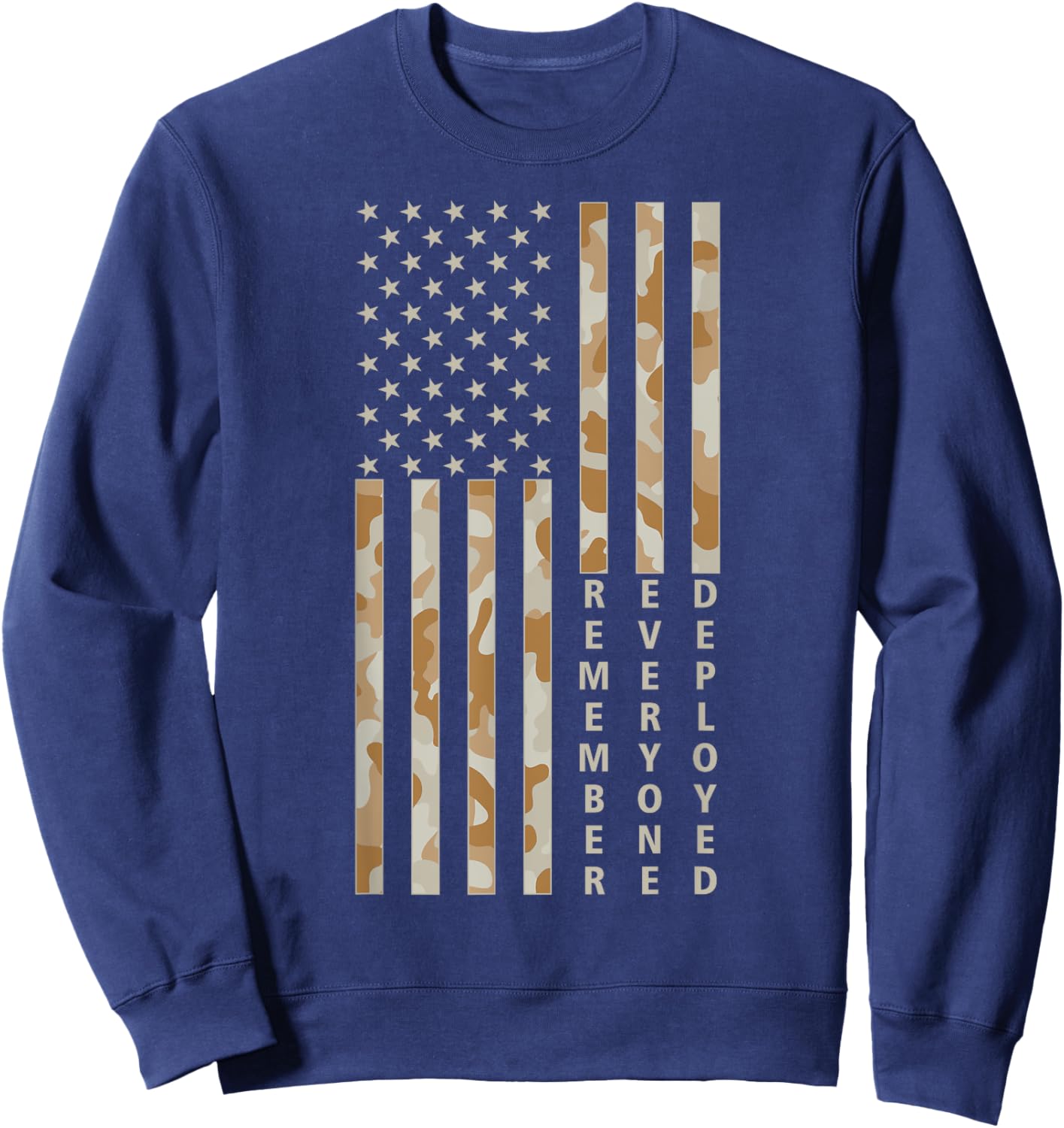 RED Friday Remember Everyone Deployed Camo Flag Tan Military Sweatshirt - Sweatshirt | Navy