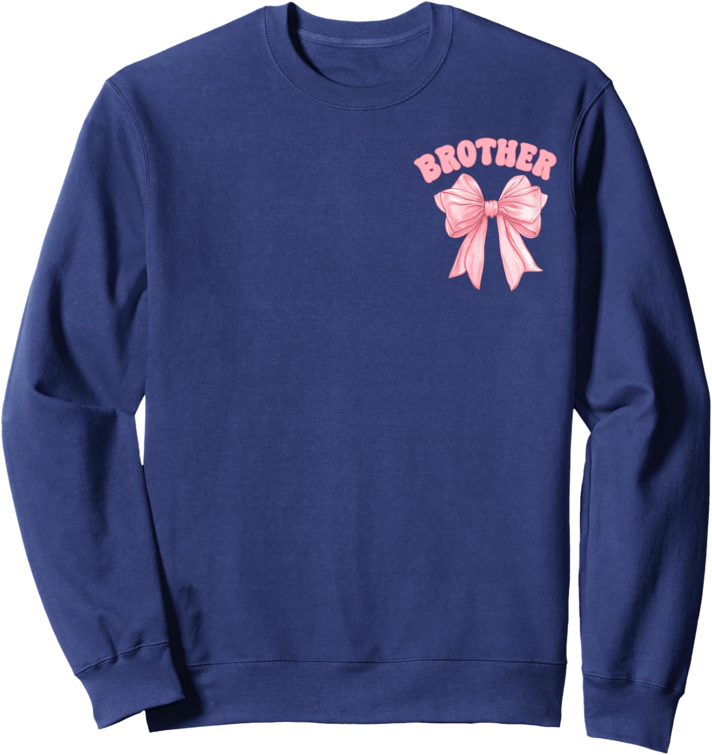 Brother of The Birthday Girl Family Pink Coquette Bow Party Sweatshirt - Sweatshirt | Navy