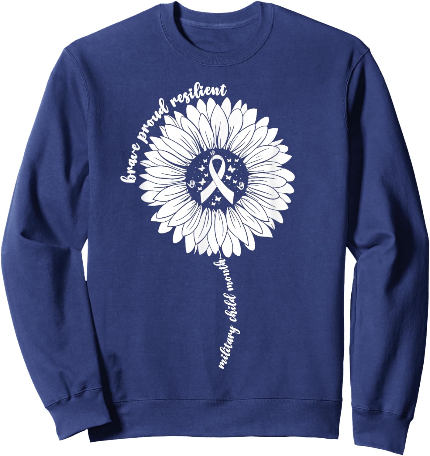 Purple Up For Military Kids Month Of Military Child Girls Sweatshirt - Sweatshirt | Navy