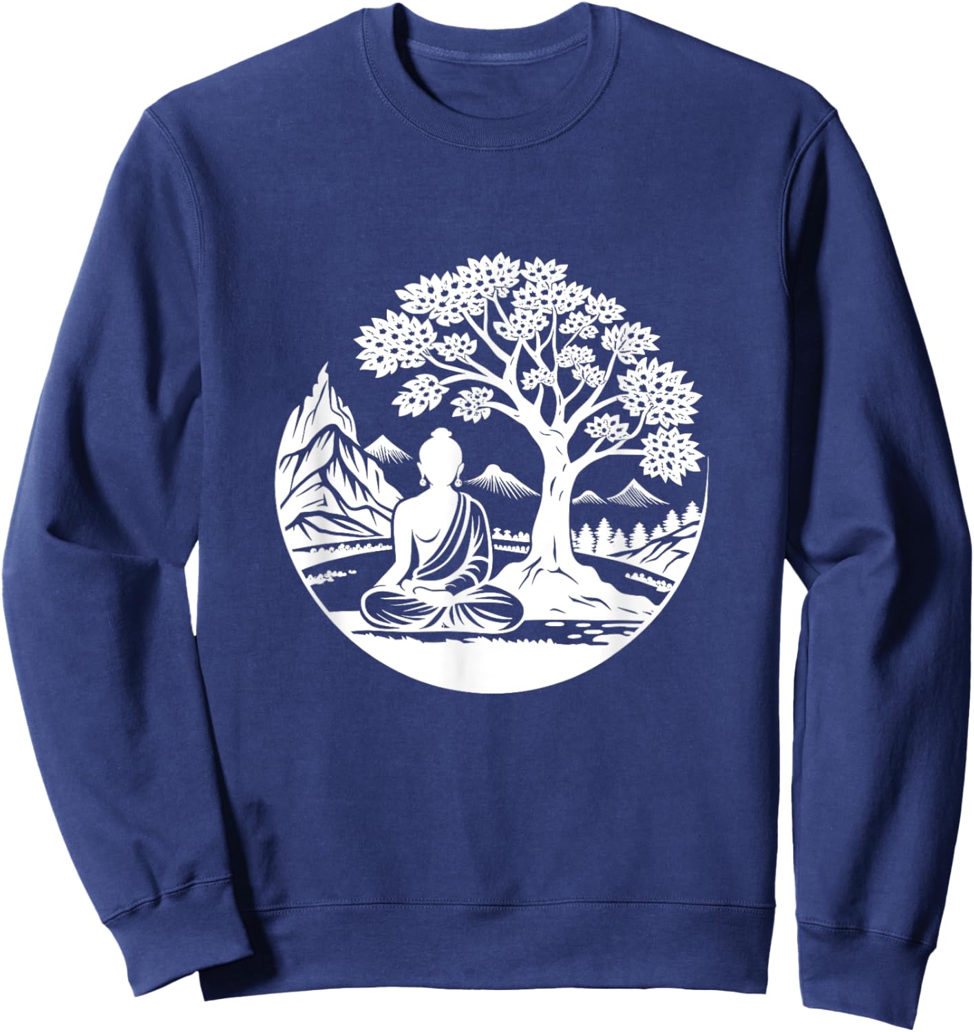 Buddha Sitting Under Bodhi Tree / Sitting Buddhist Symbol Sweatshirt - Sweatshirt | Navy