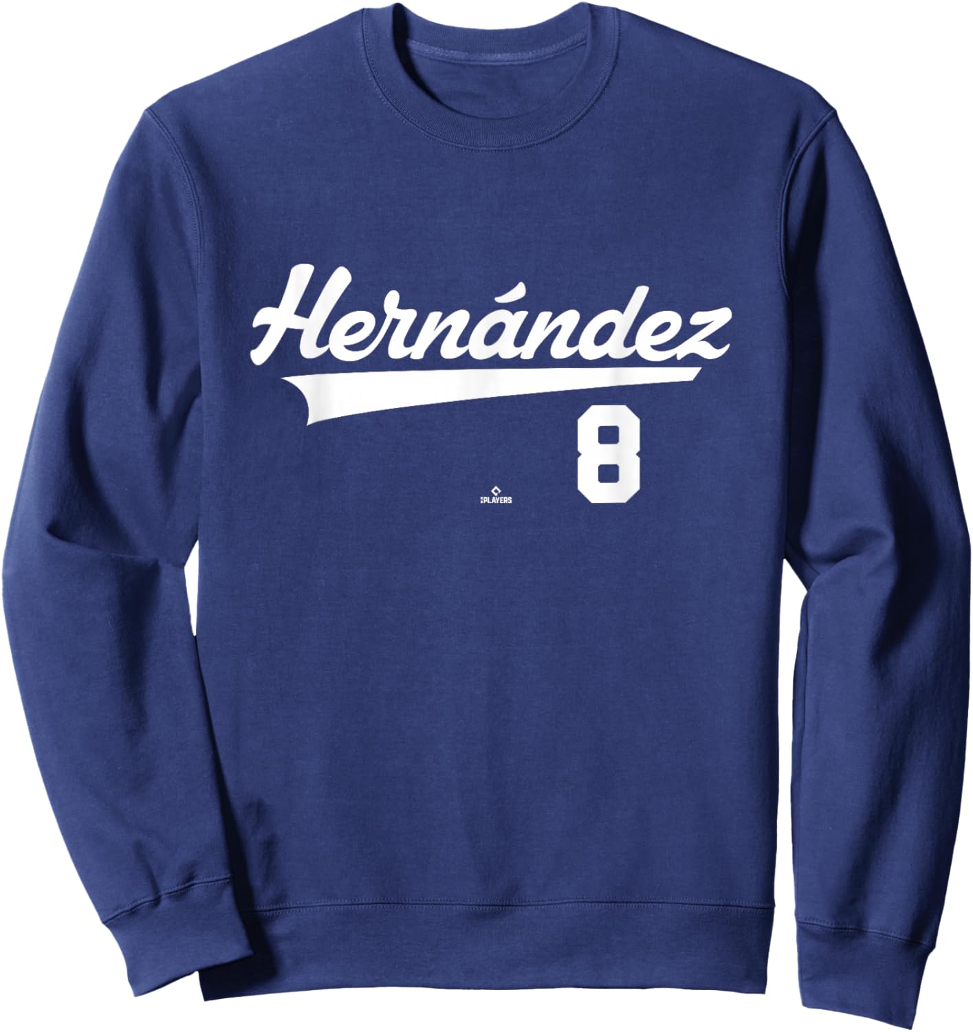 Player Name Swoosh Kiké Hernández Los Angeles Baseball MLBPA Sweatshirt - Sweatshirt | Navy