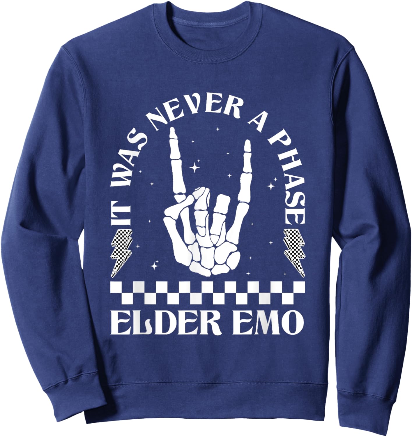 Vintage Elder Emo Club It was Never A Phase Goth Emo Music Sweatshirt - Sweatshirt | Navy