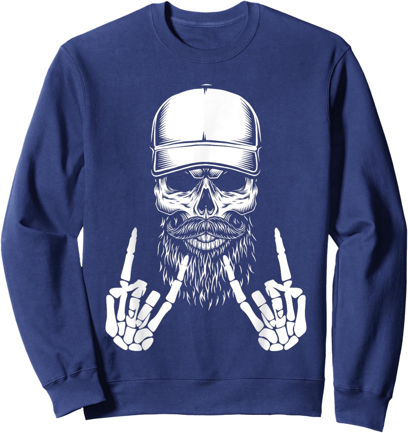 Cool Halloween Punk Rock Skeleton Cap Skater Rocker Skell Sweatshirt - Sweatshirt | Navy