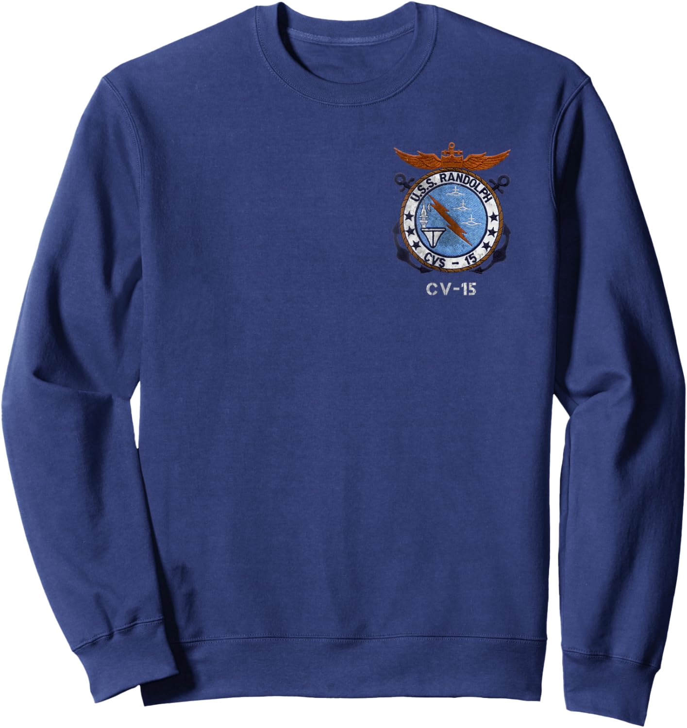 USS Randolph CV-15 Logo American Flag Aircraft Carrier Papa Sweatshirt - Sweatshirt | Navy