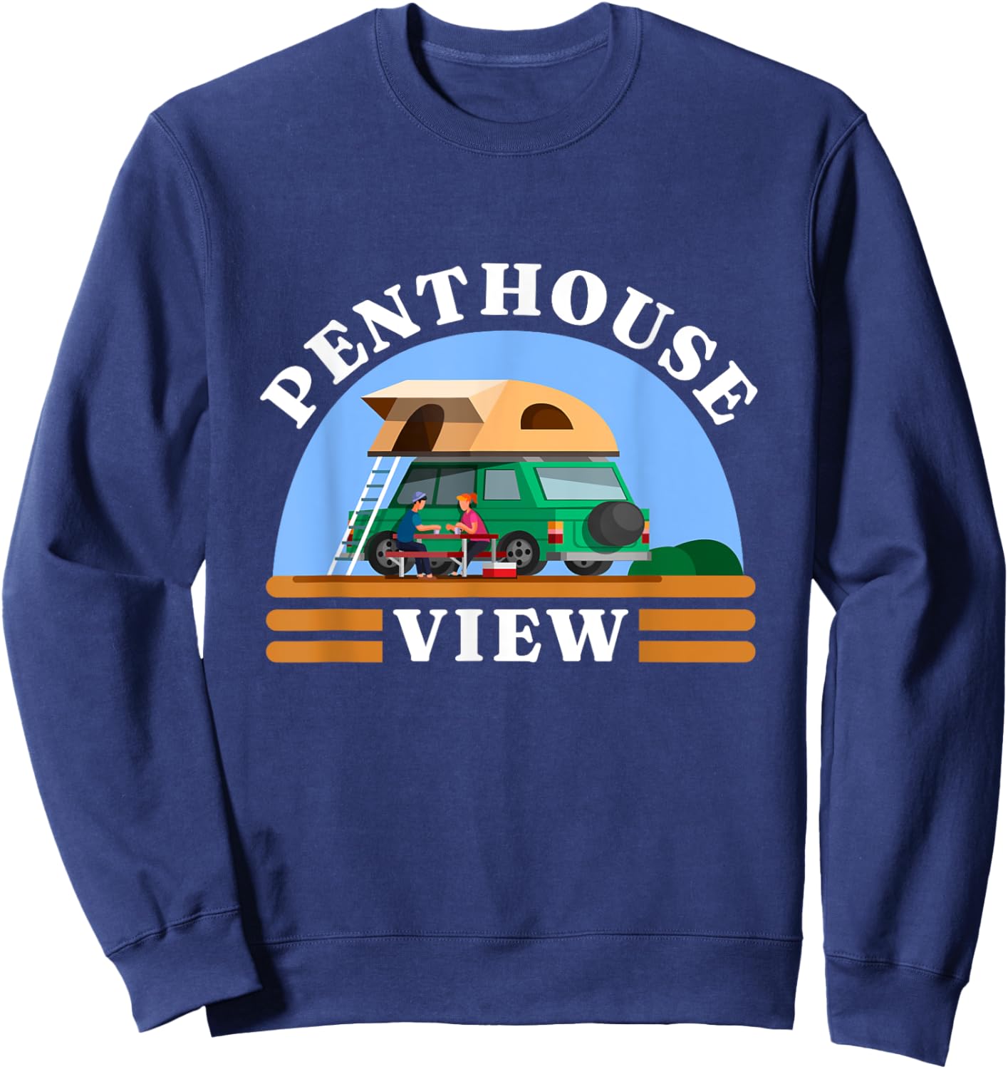 Penthouse View Rooftop Tent Camping Off-Road Vehicle Camper Sweatshirt - Sweatshirt | Navy