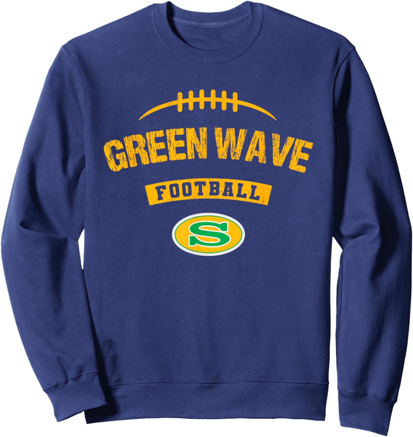 Summerville Green Wave Logo Football Distressed HS Sweatshirt - Sweatshirt | Navy