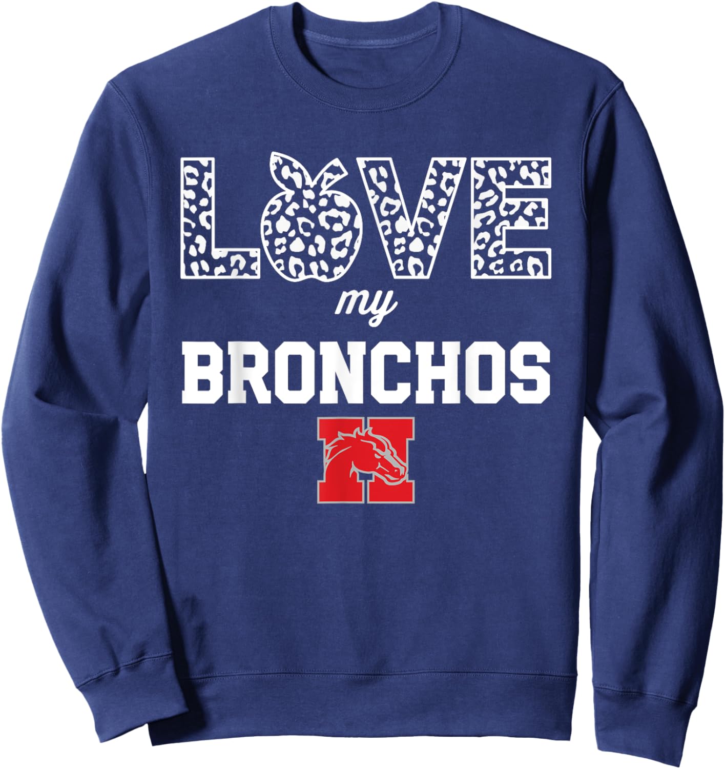 Holly Bronchos Logo Love My Team HS Sweatshirt - Sweatshirt | Navy
